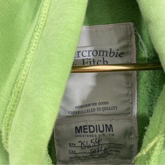 Abercrombie and Fitch Y2K Mens Muscle‎ Hoodie Sweatshirt Green Stitched Letters - Picture 7 of 9
